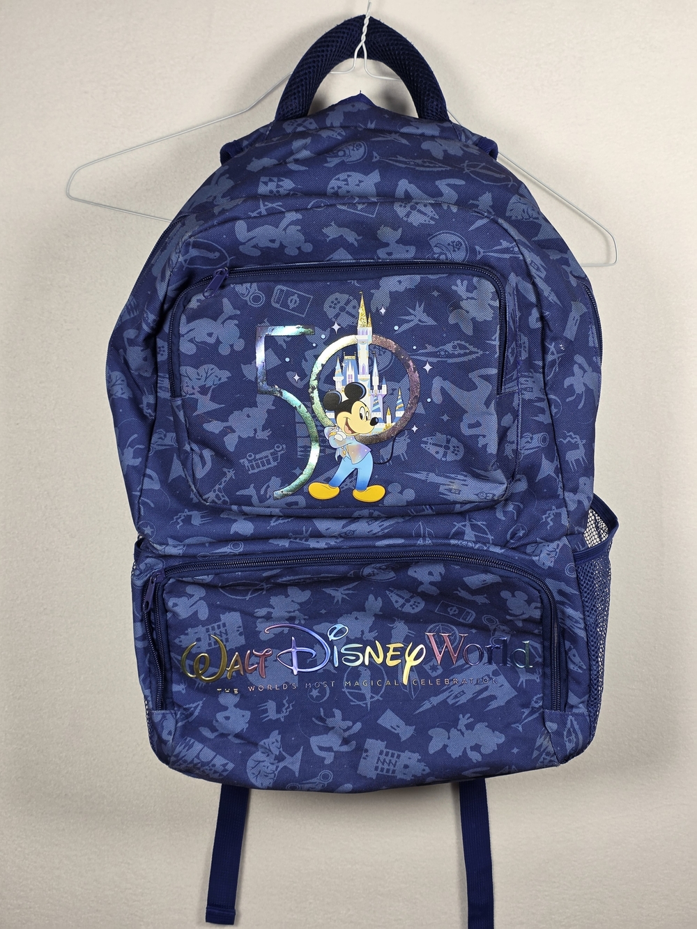Walt Disney World 50th Anniversary Backpack Mickey Castle Blue School Travel